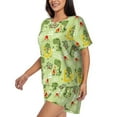thumbnail image 2 of Easygdp Cute Dinosaurs Cartoon Women's Pajama Set,Sleepwear with Buttoned Top and Elastic Waist Shorts, Ideal for Lounging, Yoga, Beach, and Casual Wear-Medium, 2 of 8