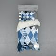 thumbnail image 2 of Ambesonne Blue Bedding Set 4 Pcs, Diamond Shaped Patchworks, Queen, Blue Black, 2 of 3