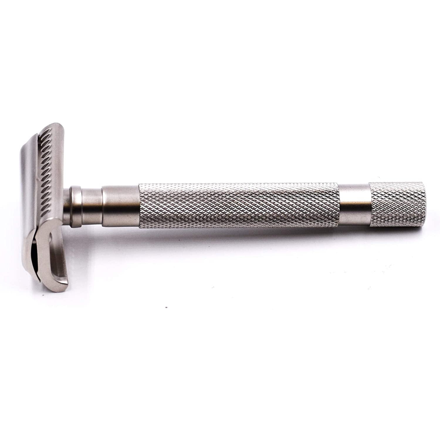 Parker Safety Razor Semi Slant Safety Razor and 5 Parker Premium Double Edge Razor Blades - Satin Chrome