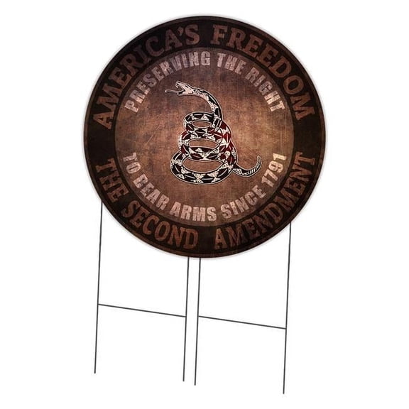 SignMission Corrugated Plastic Sign With Stakes 36" Circular - America's Freedom | Coroplast Yard Sign With Stake |  Made in the USA