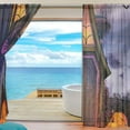 thumbnail image 4 of Splicing Pattern Halloween Scene with Pumpkin Semi Sheer Curtains, 78"x55" Window Voile Drapes Panels Treatment for Living Room Bedroom Kids Room, 2 Panels, 4 of 4