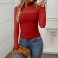 thumbnail image 2 of Gubotare Women's Sexy Sheer Long Sleeve Tops Crew Neck Mesh Ruched Going Out Shirts Blouse Date Night Outfits (Red,XL), 2 of 9