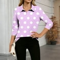 thumbnail image 3 of qucoqpe Womens Tops 2026 3/4 Sleeve Dressy Casual Lapel Shirts Trendy Polka Dots Tunic Business Work Blouses, 3 of 5