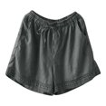 thumbnail image 4 of biudgviw Boho Shorts for Women Drawstring Elastic High Waisted Bagggy Shorts Oversize Wide Leg Shorts with Pockets, 4 of 4