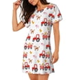 thumbnail image 2 of Picia Tractor With Farm Animals Pattern Women’s Nightdress – Casual Short-sleeved Loose-Fit Sleepwear, Soft Cotton Short-Sleeve Sleep Shirt for Relaxation & Comfort, 2 of 6