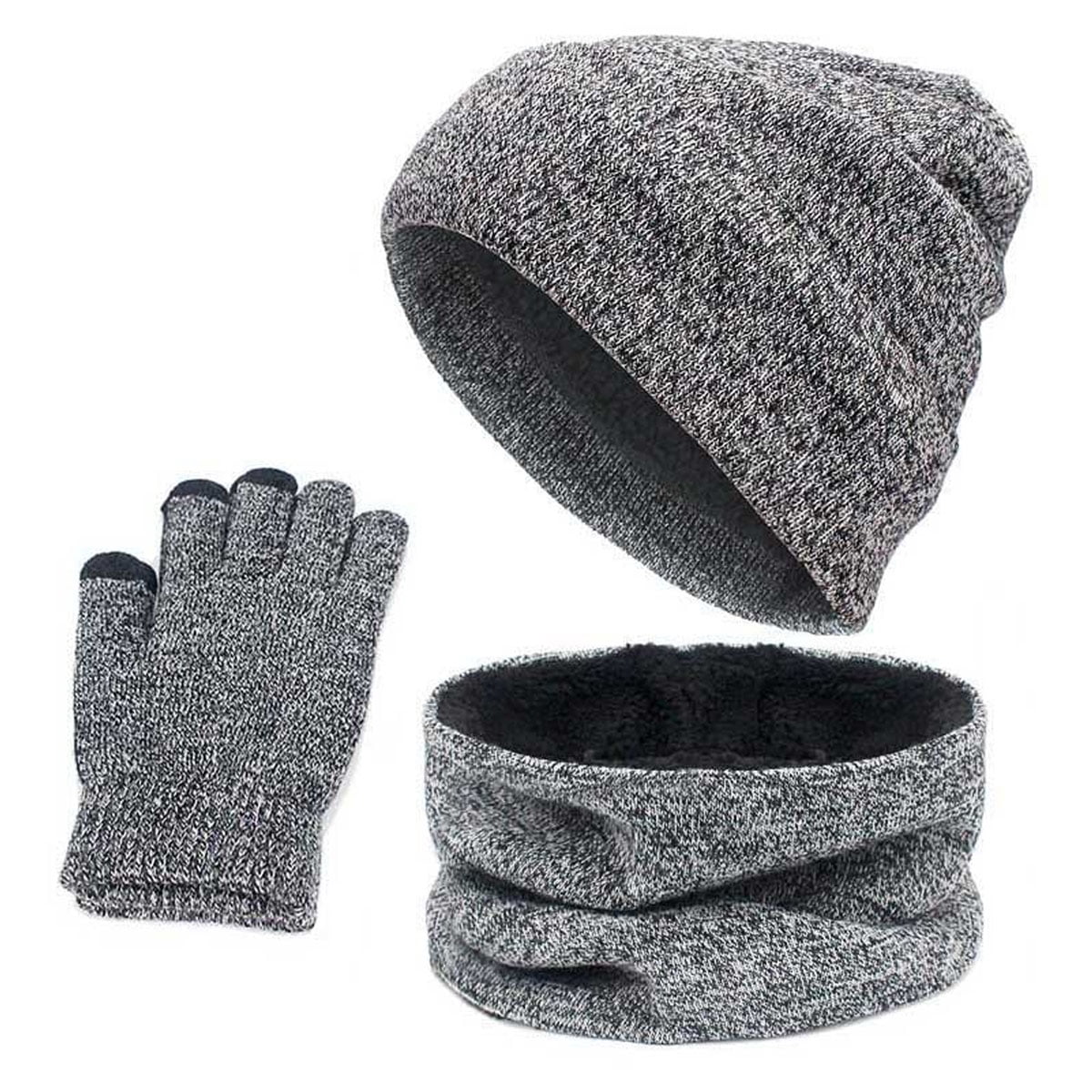 Tofern Winter Beanie Hat Scarf Touch Screen Gloves Set 3 Pieces Soft Warm  Knitted Beanie Cap Neck Warmer Gloves Fleece Lined for Men and Women  Outdoor Sports Dark Gray : : Fashion