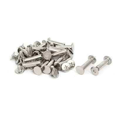 

5mmx18mm Binding Chicago Screw Post Nut Docking Rivet Silver Tone 20pcs