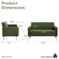 thumbnail image 3 of Bonzy Home 57.28" Loveseat Sofa, 2-Seater Short Plush Fabric Small Couch with Solid Wood Legs, Modern Compact Upholstered Sofa for Living Room Apartment Bedroom, Green, 3 of 8