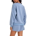 thumbnail image 3 of Conjuntos de sudadera cortos para mujer ATHLECHIC, conjuntos de sudadera con mangas de murciélago, conjunto de lounge casual, chándal M gris azul, 3 of 4
