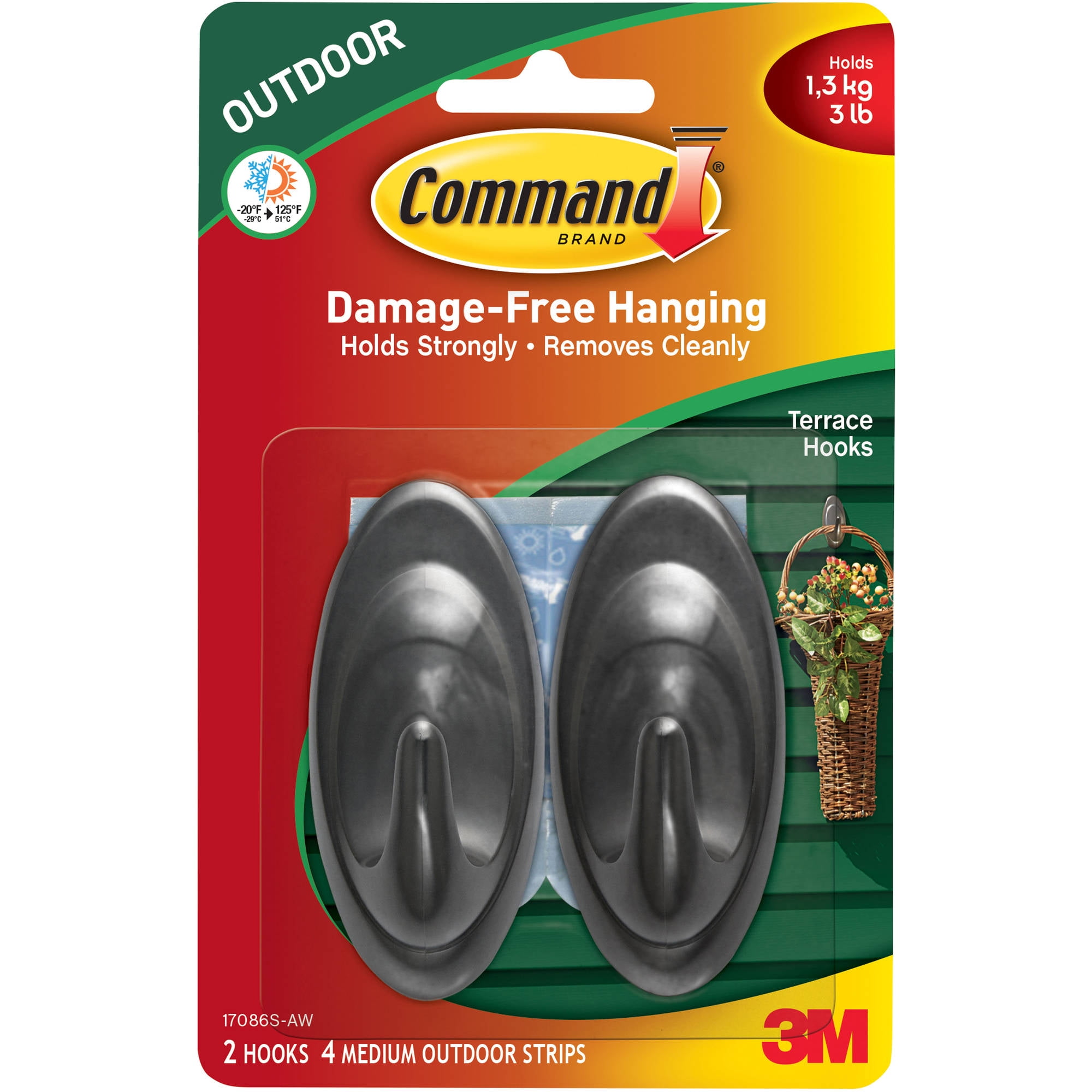 Command Outdoor Slate Terrace Hooks Medium 2 Hooks 4 Strips in The Stylish  Outdoor Command Hooks For Brick for Your house