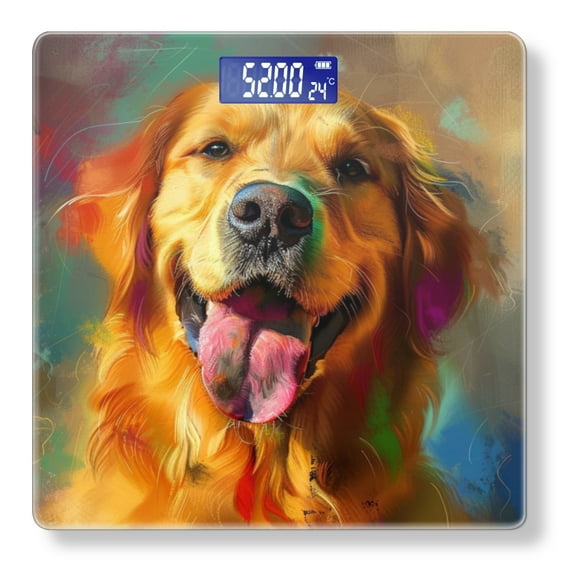 High Precision Body Weight Scale Smart Bathroom Scales with Large LCD Display(400lbs),Decorative for Bedroom-Golden Retriever With Tongue Out And Happy Expression