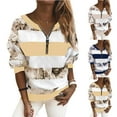 thumbnail image 4 of Powerdelux Sweatshirt tops for women long sleeve 1/4 Zipper V Neck Tie Dye Striped Color Block Blouse Sweater Pullover Tops, 4 of 6