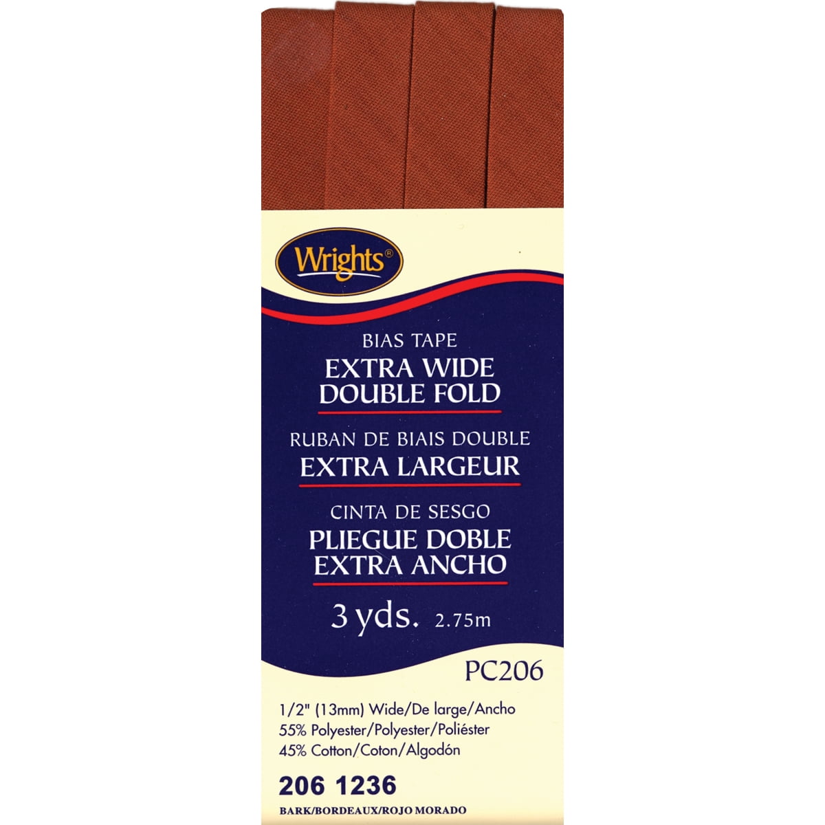 Wrights 1/2" Extra Wide Double Fold Goldenrod Bias Tape, 3 Yd