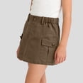 thumbnail image 2 of OGLCCG Girls Cargo Mini Skirts Teens Summer Elastic Waist Pencil Skirts with Pockets Trendy Cotton Casual Bodycon Y2k Skirts 3-14 Years, 2 of 5