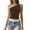 Brown, variant on Women's Sexy Off Shoulder Beaded Crop Tank Top Casual Vacation Bodycon Camisole For Spring Summer With Jeans Skirts