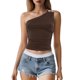 thumbnail image 1 of Camiseta corta sexy con hombros descubiertos y pedrería para mujer: corte ajustado, largo corto, para combinar con pantalones de cintura alta (tallas S-L), 1 of 4