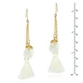 thumbnail image 3 of AeraVida Trendy White Seashell and Brass Chain Tassel Dangle Earrings, 3 of 4
