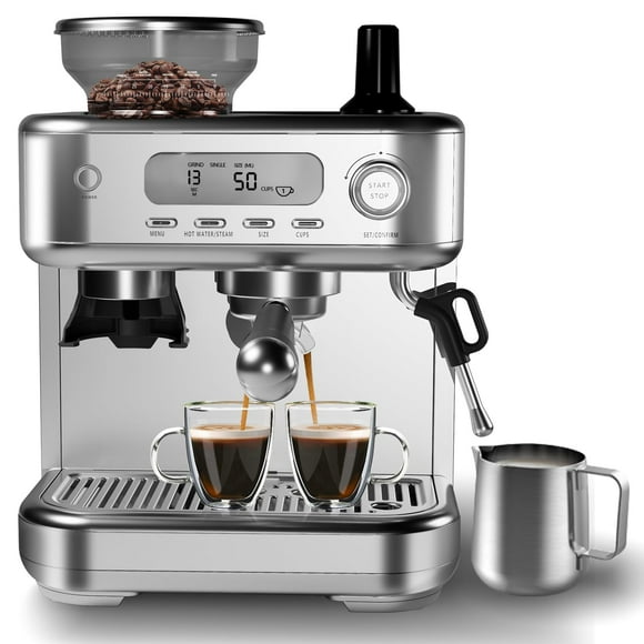 Espresso Machine with PID & LCD Display, 15Bar Semi Automatic Espresso Maker for Latte Art, Cappuccino, Stainless Steel Coffee Maker Housewarming Gifts for Coffee Lovers, Parents