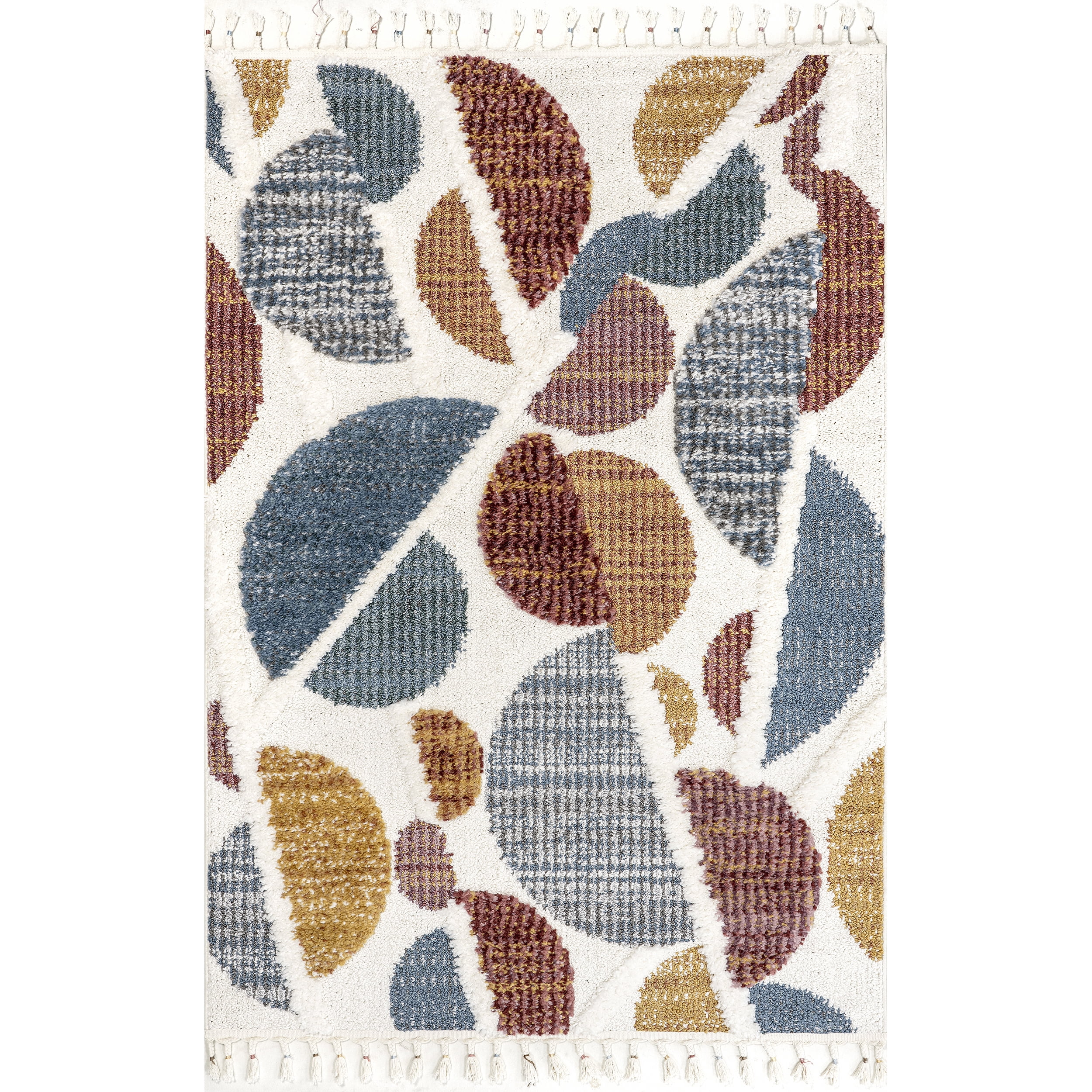 nuLOOM Chaya Abstract High/Low Kids Tassel Area Rug, 5' 3" x 7' 6", Ivory