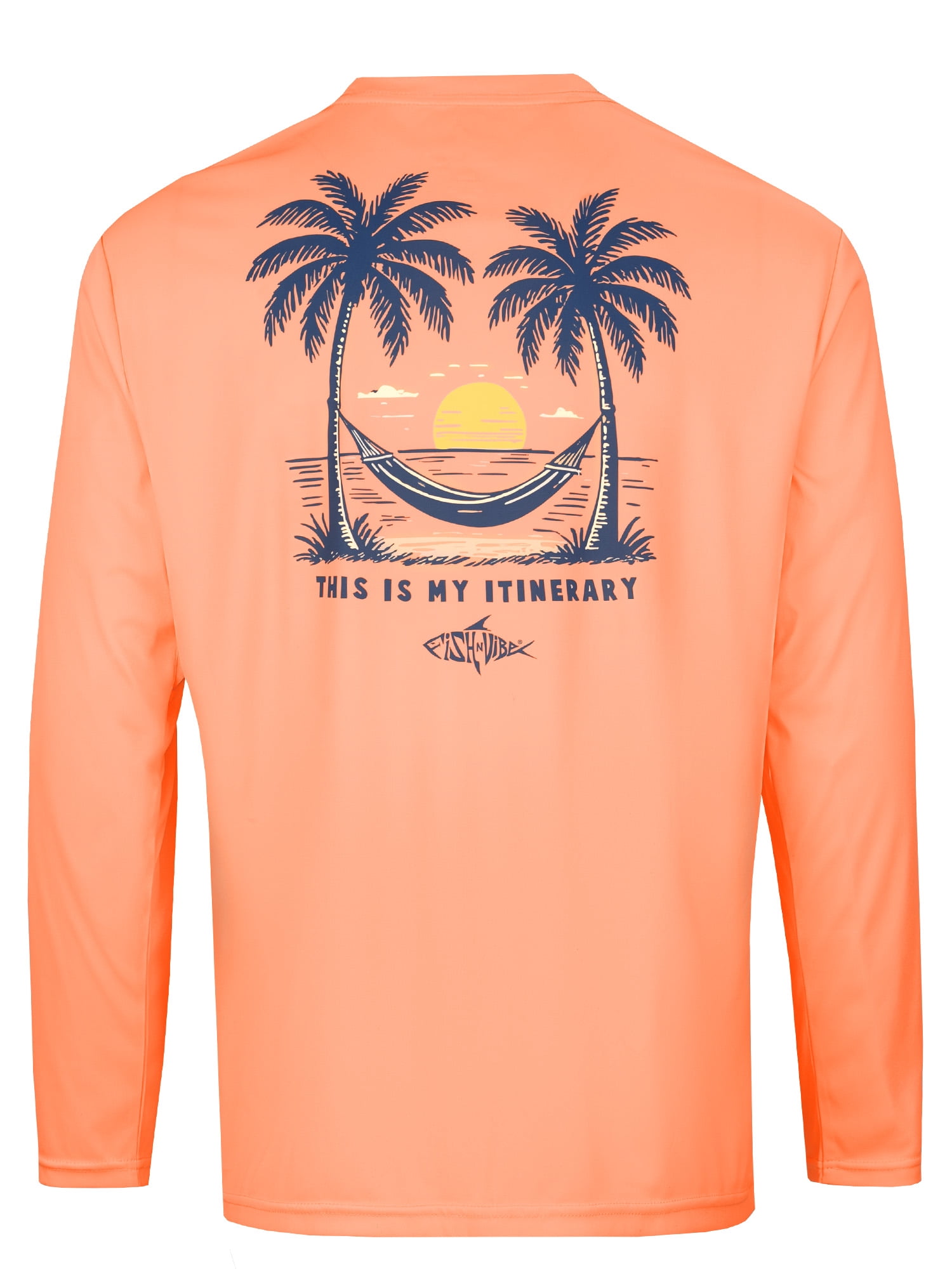 Fish N Vibe Men's Sublimated Long Sleeve Performance Tee, Shrimp/Fnv Itinerary, 3XL