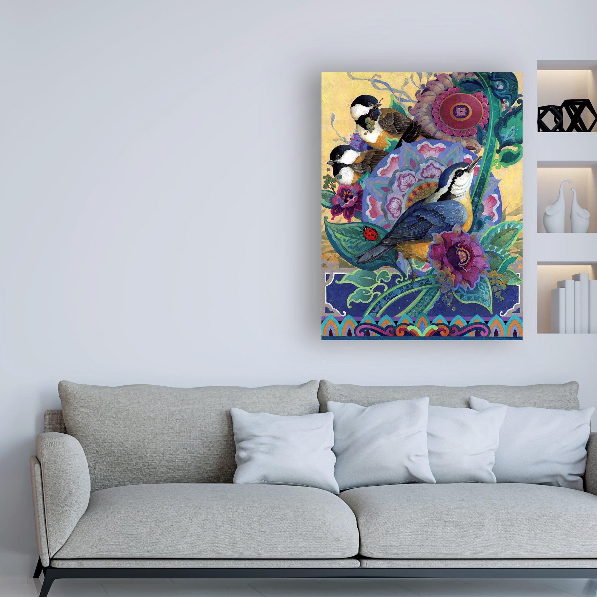 Trademark Fine Art 'Garden Bird Trio' Canvas Art by David Galchutt