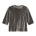 thumbnail image 4 of AWZXDE T-Shirt en Velours pour Filles à Manches 3/4, Doux, Col Rond, Hauts Décontractés pour Filles, T-Shirt de Base Confortable 3-14 Ans, 4 of 4