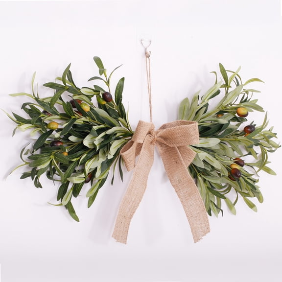 Dalrosia Front Door Faux Olive Leaf Wreath, Eucalyptus Leaf Wreath, Olive Branch Olive Fruit Wreath, Farmhouse Home Wall Window Porch Holiday Wedding Party Decorations, Green Wreaths