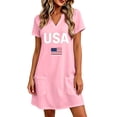 thumbnail image 2 of QUNYINEY Short Sleeve Summer Dresses for Women Plus Size A Line Independence Day Patriotic Mini T-Shirt Dress V Neck with Pockets Loose Fit Casual Dresses, 2 of 9