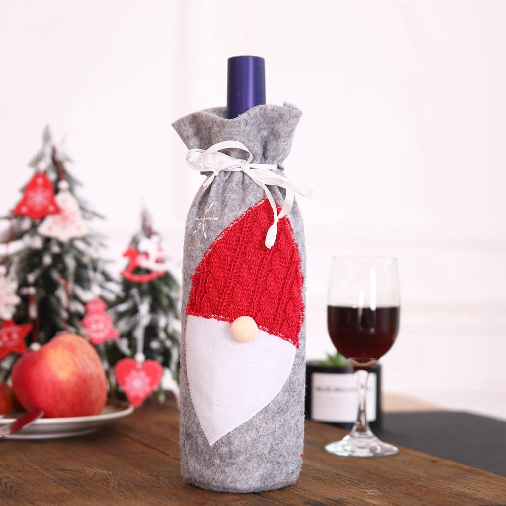Christmas Wine Bag Machine Embroidered Wine Bottle Table Decoration Supplies YL