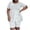 White, variant on Womens Suits 2 Piece Set 2025 Women's Summer Fashion Solid Color Short Sleeve Solid Color Round Collar Pleated Top Casual Pants Set Two-Piece Suit