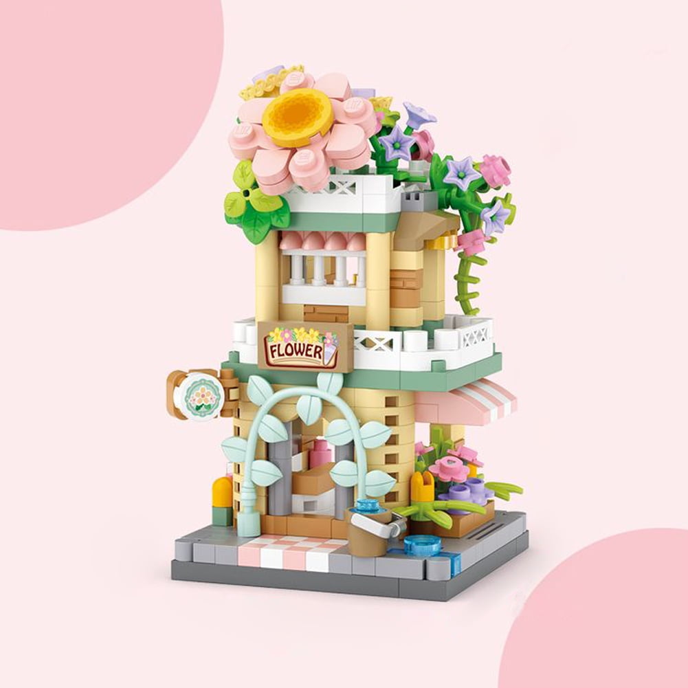 Haibin 4 Sets Street View Gourmet Food Shop Mini Building Blocks, MOC Creative DIY Mini Bricks House Set, Awesome Building Toys Gift for Kids and Adults for Kids 6+