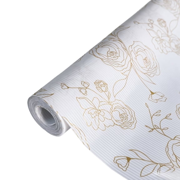 Shelf Liners for Kitchen Cabinets Non-Adhesive 11.8in×10ft Non Slip Drawer Liner Christmas Gifts (Gold Roses)