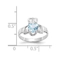 thumbnail image 2 of 14k White Gold March CZ Heart Birthstone Claddagh Ring R501, 2 of 3