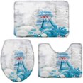 thumbnail image 1 of 3-Piece Bath Rug and Mat Sets, Cute Snowman Snowflake Non-Slip Bathroom Doormat Runner Rugs, Toilet Seat Cover, U-Shaped Toilet Floor Mat Small,Snowman, 1 of 7