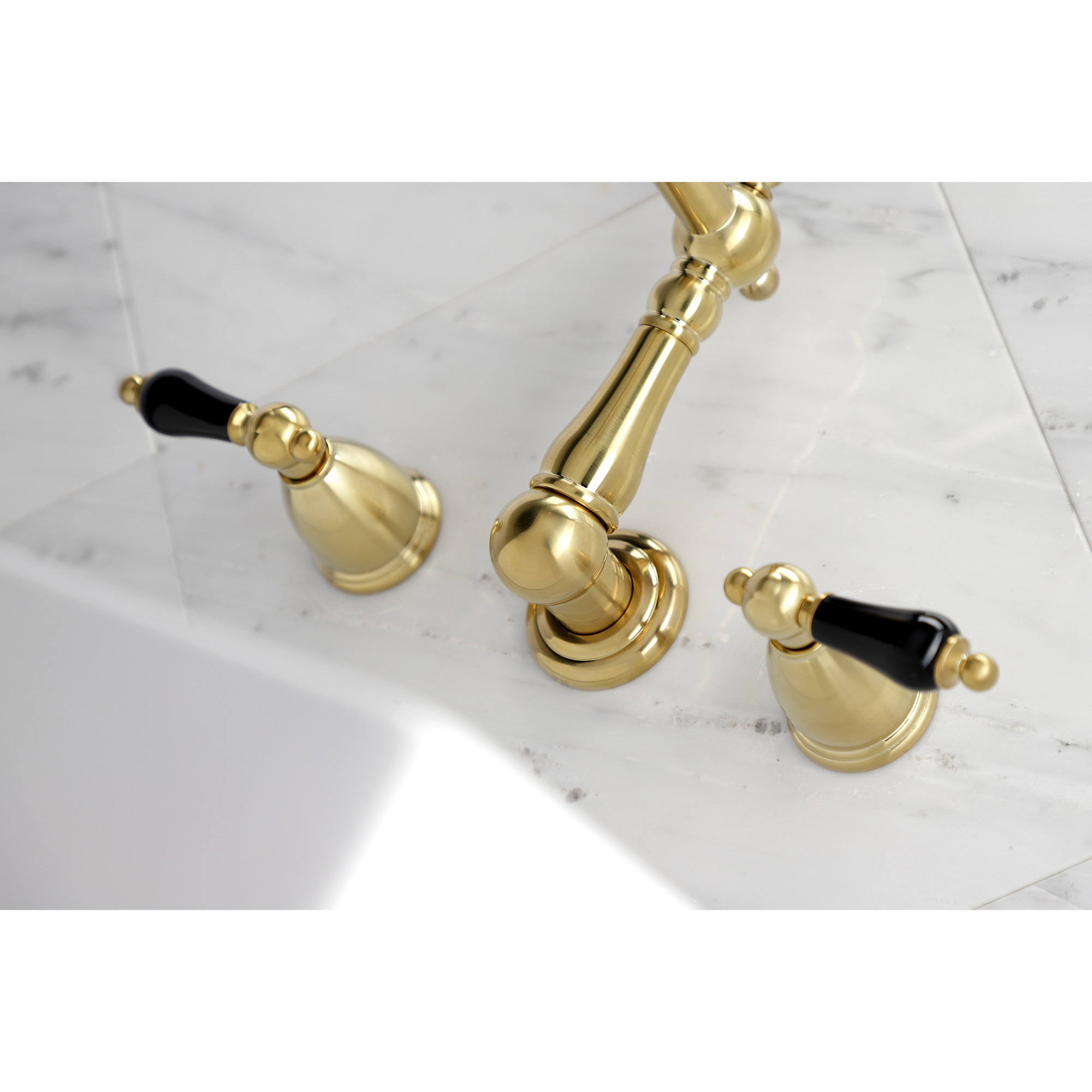 Kingston Brass KS1027PKL Duchess Two-Handle Wall Mount Roman Tub Faucet, Brushed Brass
