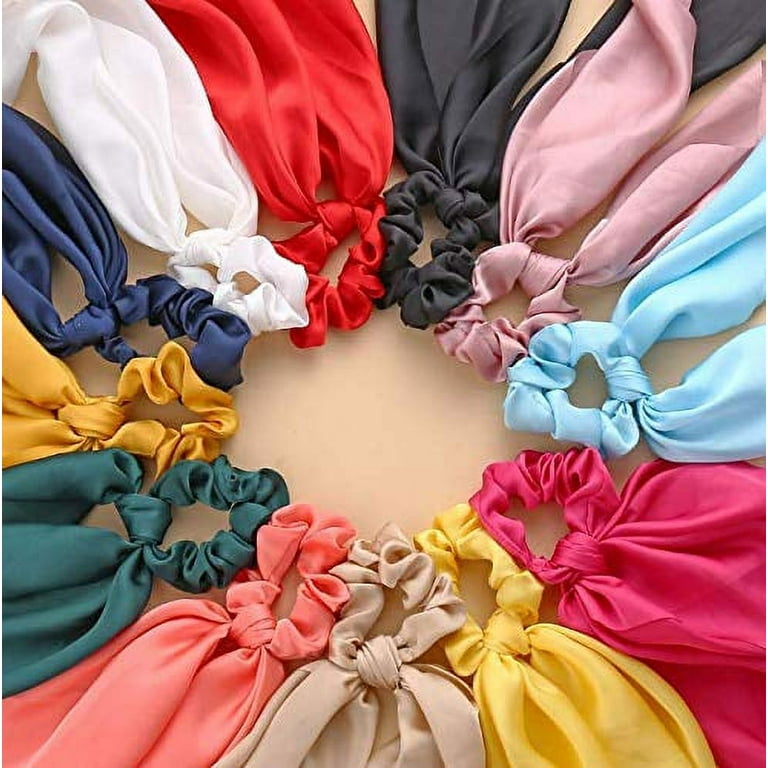 Ribbon Hair Scrunchies Printed Satin Silk Hair Scarves Striped Long  Headband Plaid Hair Loop Bow Scrunchie Ponytail Holders Vintage Head Tie  for Women and Girls (Pack of 6) (Style F) 