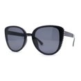 thumbnail image 2 of Womens Luxury Rhinestone Edge Large Cat Eye Sunglasses All Black, 2 of 4