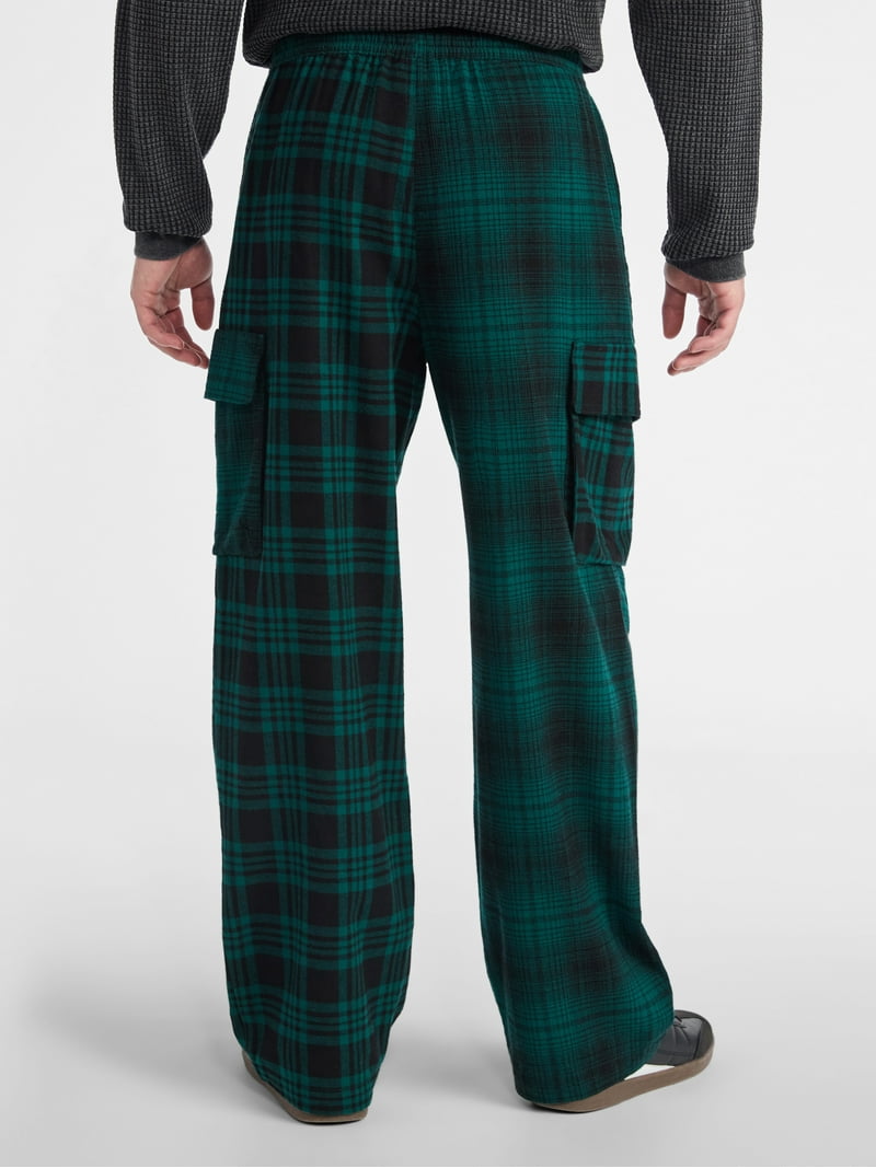 No Boundaries Flannel Cargo Pants, Men's & Big Men's - Walmart.com