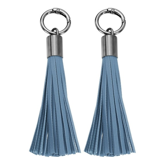 2Pack Leather Keychain Tassels, Women Tassel Bag Charm, Deep Blue