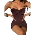 thumbnail image 2 of Caoirhny Ladies Bodycon Knitted Short Dress, Summer Women Solid Color Strapless Chest Knotted Sleeveless Backless Hip Skirt, 2 of 4