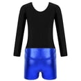 thumbnail image 4 of ZDHoor Girls Shiny Rhinestones Long Sleeve Gymnastics Leotard Athletic Biketard Jumpsuit with Shorts Royal Blue 12, 4 of 6