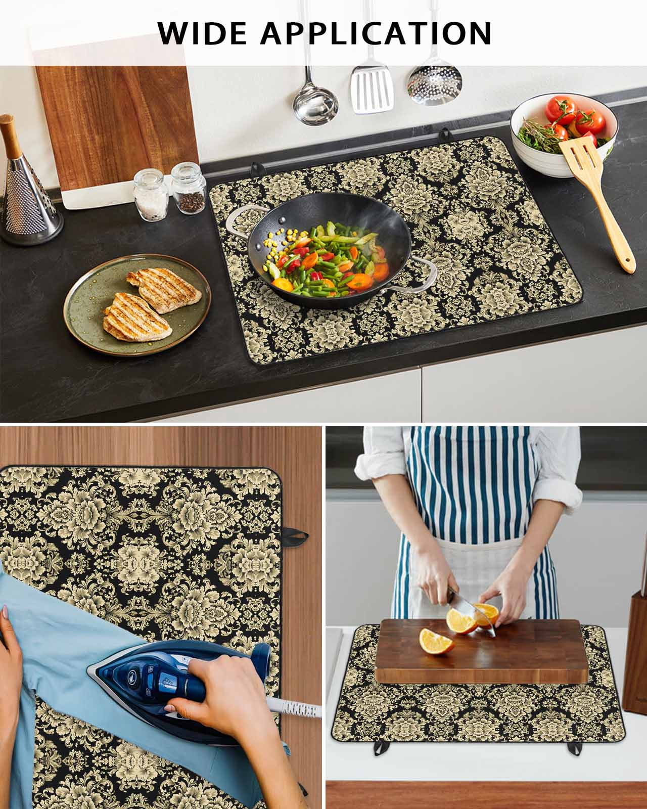 nqOlkjepod Large Induction Cooktop Protector Mat 24"x21", Vintage Floral Boho Stove Top Covers for Electric Stove, Retro Ethnic Tribe Abstract Art Stove Burner Cover Mats, Glass Top Stove Cover