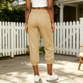 thumbnail image 6 of Linen Capri Pants for Women Cropped Pant Summer Dressy Casual Elastic Waist Beach Trousers 2026 Yellow XL, 6 of 6
