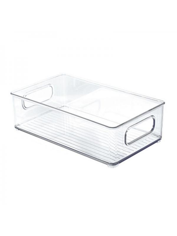 Refrigerator Organizer Bins, Large Clear Plastic Food Storage Bin with Handle for Freezer