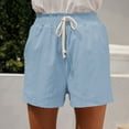 thumbnail image 5 of B91xZ Womens Shorts Spring Summer 2024 Shorts High Elastic Waisted Pleated Ruffle Cute Beach Flowy Shorts,Light Blue S, 5 of 5
