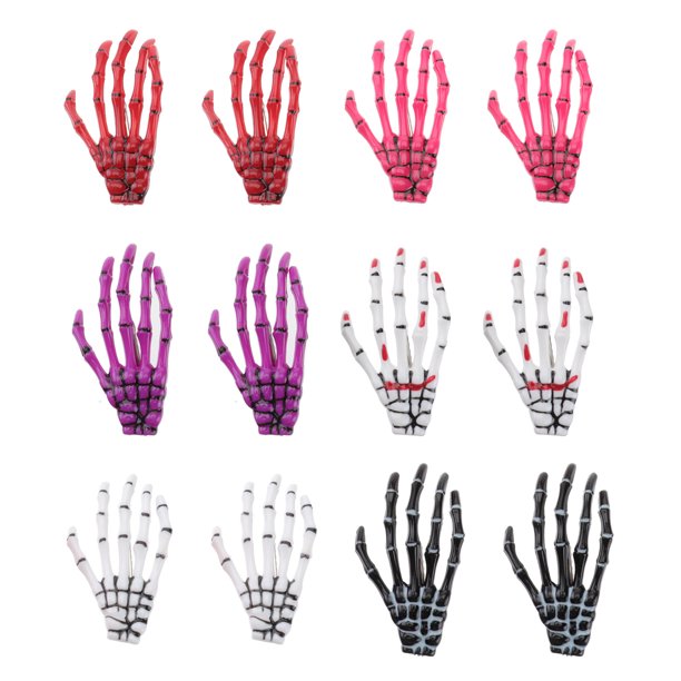 EeaseMX 12 horquillas con forma de hueso de mano, garras de fantasma, pinzas fluorescentes para Halloween, decoración para el cabello