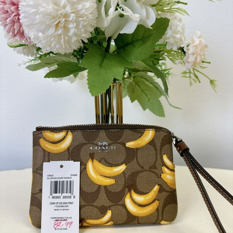 Coach Wristlet Corner Zip Wallet Banana Print