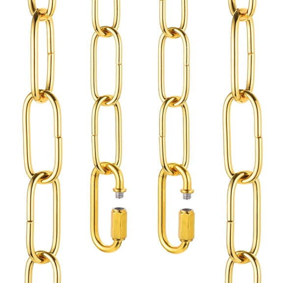 Uxcell 2ft Lighting Hanging Chain, 3mm/0.12" Looping Metal Pendant Chandelier Chain Extension with 2 Quick Link Lock for Hanging Plant Pendant Chandelier Light Fixture, Gold Yellow