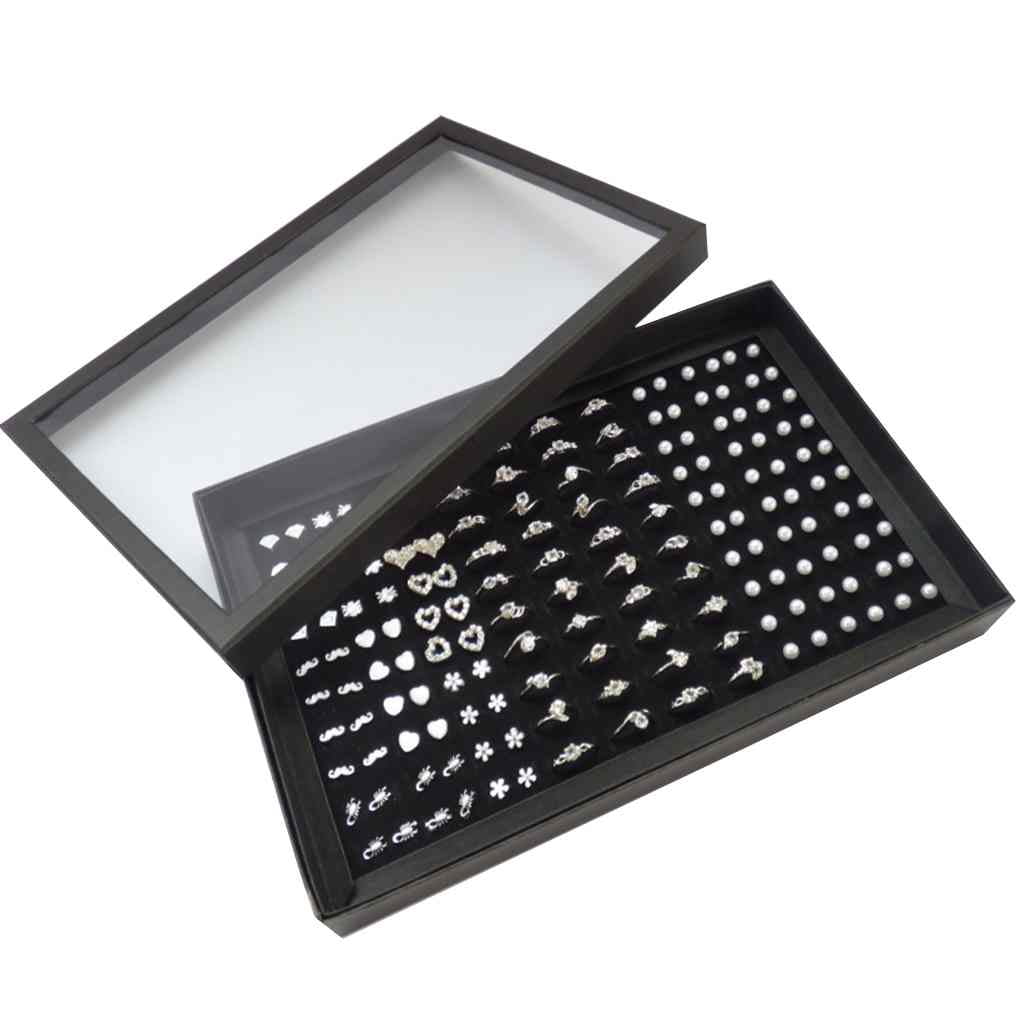 100 Slots Ear Studs Ring Brooches Pin Storage Box Organizer Show Holder Jewelry Display Case - by ROBOT-GXG