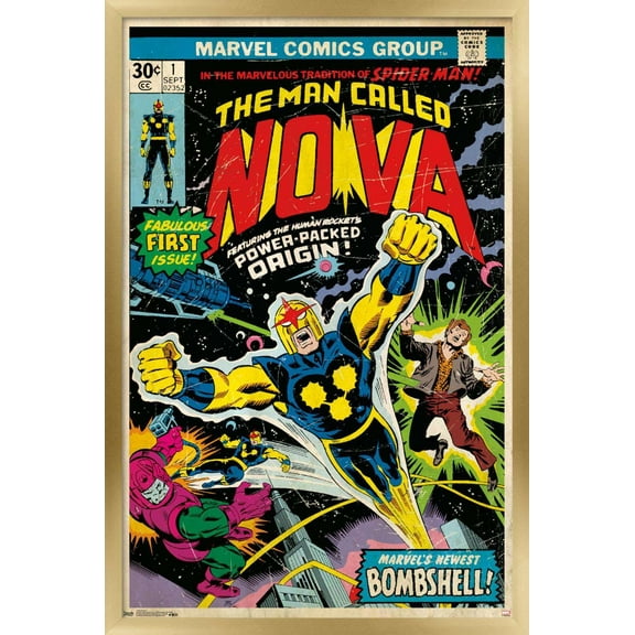 Marvel Comics - Nova - Cover #1 Wall Poster, 14.725" x 22.375", Framed